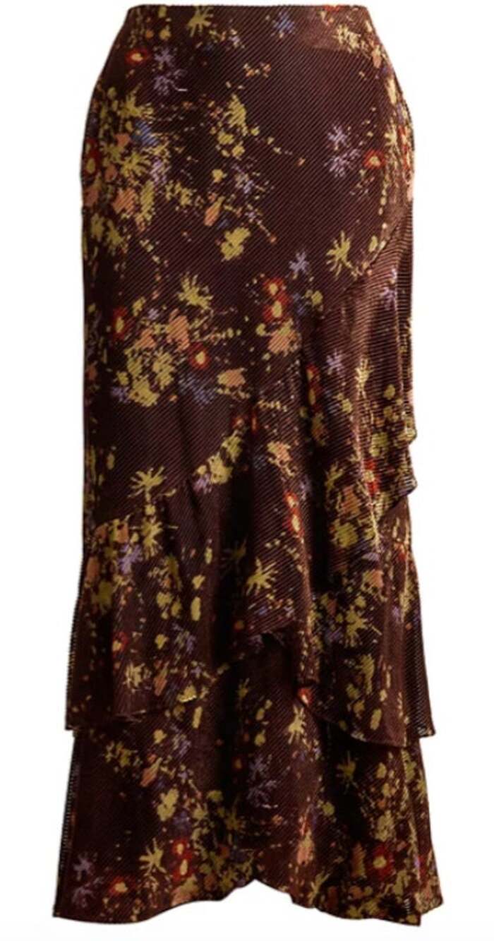 Lauren Ralph Lauren Women Floral Burnout Velvet Tiered Maxiskirt 18
